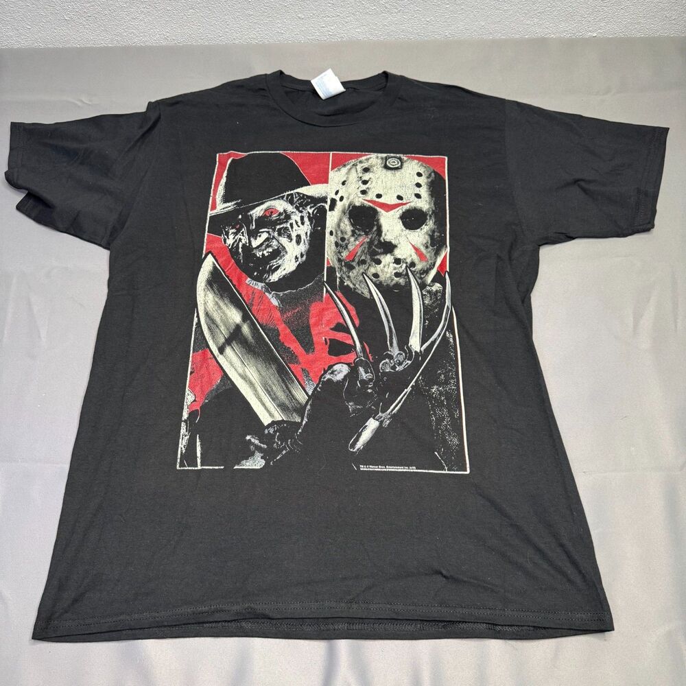Freddy Vs Jason T Shirt Horror Movie Graphic Black Large Warner Bros Licensed 20
